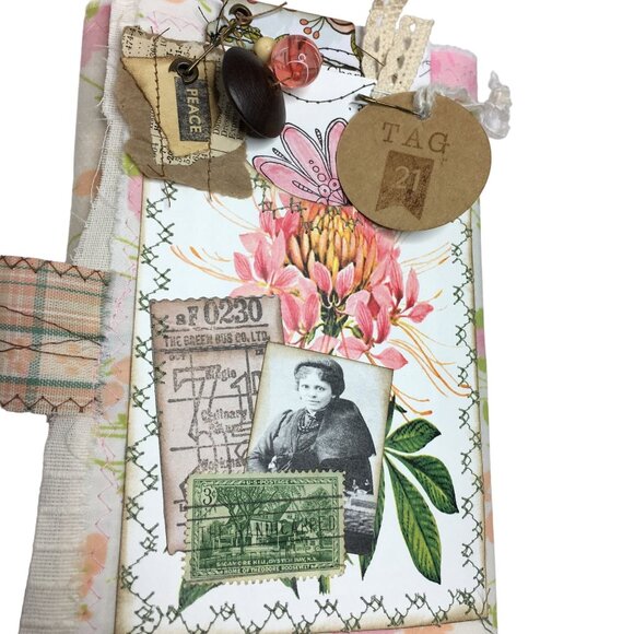 Writing Junk Journal Vintage Style Fabric Cover Diary Includes Ephemera No 21 u - Picture 3 of 10